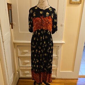 Whistles black and rust gauze dress Sz M